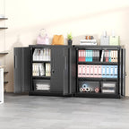 Greenvelly Metal Storage Cabinet with Doors and Shelves,Lockable Storage Cabinet for Office,36”Black Metal Utility Cabinet Garage Cabinets, Lockable File Cabinet for Home Office, Garage, Kitchen, Shop