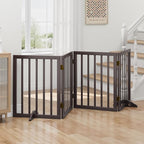 Dog Gate, Freestanding Dog Gates for Doorways, Foldable Dog Gate Indoor, Pet Gates for Doorways Bedroom, Puppy Gate with Metal Support Feet, Room Divider 4 Panels (Brown)