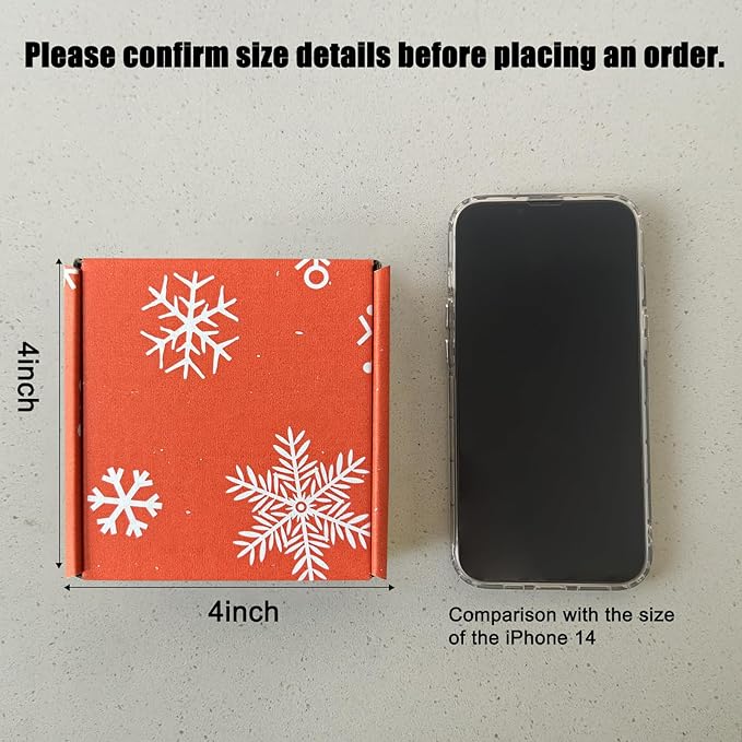 Green Recyclable Cardboard Small Gift Mailer Boxes for Shipping Packaging Craft Gifts Giving Products (Red and White, 4 x 4 x 2 Inch)