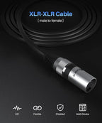 GEARit XLR Male to Female Microphone Cable (3 Feet, 10-Pack) 3-Pin Balanced Shielded Mixer, Recording Studio, Podcast - Black