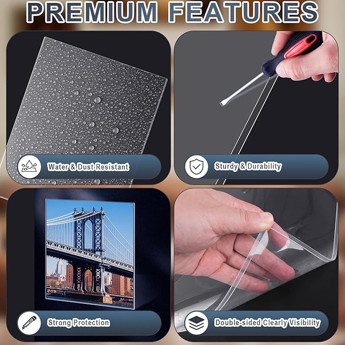 AKONEGE 2 Pcs 18" x 24" Rigid Print Protectors Clear Hard Sheet Protectors Heavy Duty Top Loading Crystal Poster Sleeves Picture Frame Hard Plastic Sleeves for Art Prints Photos Documents Blueprint