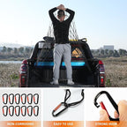 Heavy Duty Cargo Net for Pickup Truck Bed - 4' x 6' Stretches to 12' x 18' - Sturdy Latex Bungee Net Mesh - with 12 Metal Carabiners - Truck Bed Accessories for Dodge RAM, Ford, Chevy, Toyota