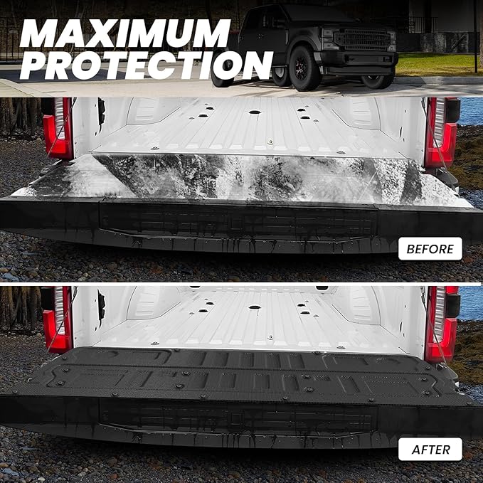 LASFIT Truck Tailgate Mat for Ford Super Duty F250 F350 F450 2026 2025 2024 2023 Truck Bed (Not Fit Optional with Tailgate Step) All Weather Protector TPE Tailgate Liner,1pc Black