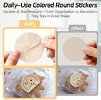 2 inch Dot Stickers Labels Circle Garage Sale Sticker 750Pcs Round Thermal Printer Stickers Printable Writable Price Labels for Yard Sale, Light Brown