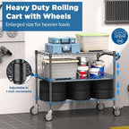Leteuke 1120LBS Heavy Duty Rolling Utility Cart,3 Tier Rolling Carts with Wheels,NSF Commercial Grade with Handle Bar & Shelf Liners,45"x25"x39" Storage Cart for Kitchen,Restaurant,Plant Display,Black