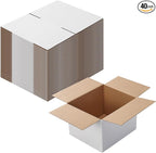 Calenzana 7x6x5 Shipping Boxes Set of 40, White Corrugated Cardboard Box for Mailing Packing Gifts Small Business