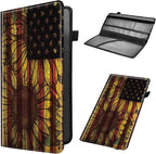 Car Registration and Insurance Holder, Leather Car Glove Box Organizer, Cool Car Accessories for ID, Driver's License Cards & Essential Document, Business Cards, Men&Women,Cute Sunflowers Flag