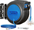 SURAIELEC 12 Gauge Extension Cord Reel, 60 FT Retractable Extension Cord, 12 AWG/3C SJTOW Heavy Duty Power Cord, 13 AMP Circuit Breaker, Lighted Triple Tap, Ceiling or Wall Mount, ETL Listed, Blue
