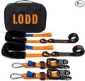 LODD – Motorcycle Tie Down Straps with Ratchets and Soft Sheepskin Loops – 1.5” Wide – 3,300 lbs Strength – Heavy-Duty Steel Hooks – for Motorcycles, Dirt Bikes, ATVs – Carrying Case Included