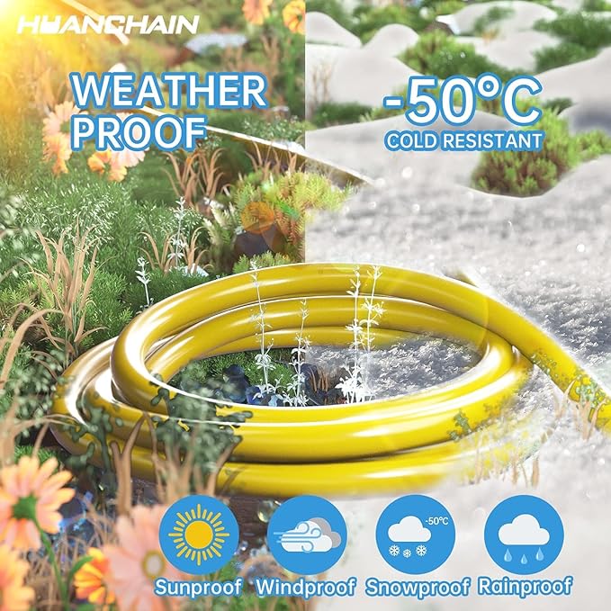 HUANCHAIN Outdoor Extension Cord 60 Foot Waterproof, 16/3 Gauge Flexible Cold-Resistant Appliance Extension Cable Outside, 10A 1250W 16AWG, 3 Prong Electric Cord Yellow, ETL