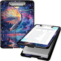 Clipboard with Storage, High Capacity Plastic Storage Clipboard with Pen Holder for for Women Teachers Work, School & Office Supplies, Cute Pattern Decorative Clipboards, Colorful Crane