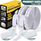 Navona 30Ft x 1 Inch Hook and Loop Strips with Adhesive – 2 Rolls Heavy Duty Hook and Loop Tape with Backing for Home, Office, School, and Crafting Projects, White
