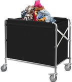 Commercial Laundry Cart with Wheels Heavy Duty Collapsible Laundry Baskets 12 Bushel (400l), Industrial Rolling Baskets Trucks with Steel Frame and Waterproof Oxford Cloth, 300 Lbs Weight Capacity