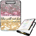 Clipboard with Storage High Capacity Plastic Nursing Clipboards with Pen Holder File Folder Storage Box Clipboard with Heavy Duty Clips for Teacher,Doctor,Offices-Christian Bible Psalm 46-5