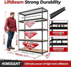 HOMEDANT 5 Tier Storage Shelves Adjustable Laminated Boltless Garage Metal Shelving Unit Heavy Duty Utility Rack Shelf Warehouse Pantry Closet Kitchen (3, (L) 48.1" W, Black)
