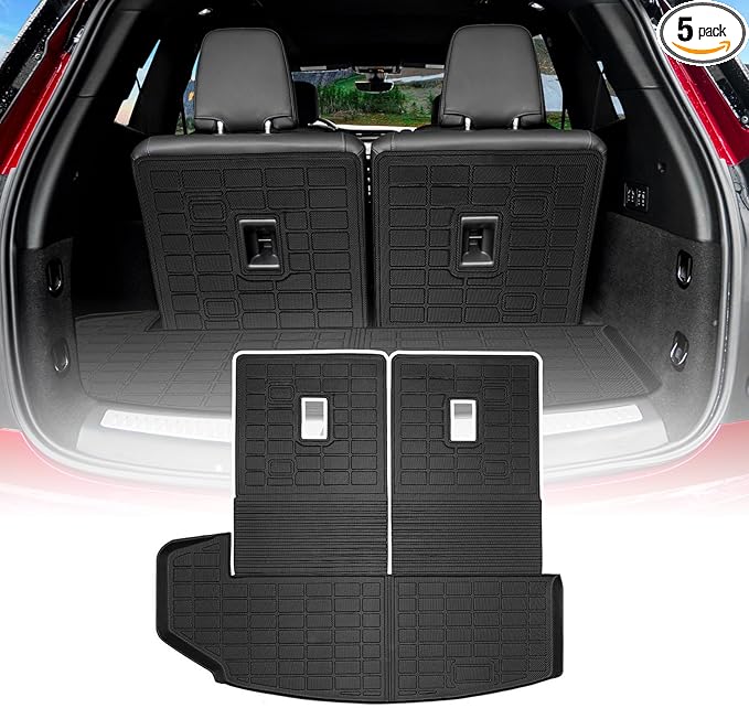 Cargo Liners Backrest Mat for Cadillac XT6 Accessories 2020-2025 with Hook&Loop Rear Trunk Mat Rear Seat Back Cover Protector All Weather Anti-Slip Split Dog Liner