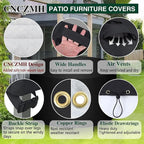 Heavy Duty Patio Furniture Covers Waterproof, 600D Round Outdoor Furniture Cover Waterproof for Sectional Sofa Couch, Outdoor Dining Table and Chair Set Covers 36"DIA x 28"H, Black
