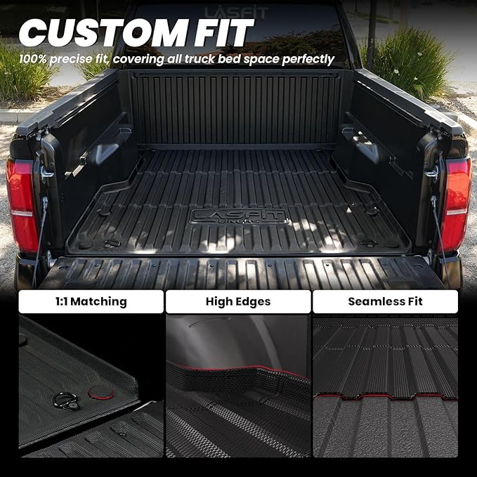 LASFIT Bed Mat for Toyota 2024-2026 Tacoma (5FT/5'Bed) Truck Bed, All Weather 5 ft Rubber Car Bed Liner for Toyota Tacoma 2024 2025 2026 Accessories, TPE Trunk Mat&Bed Liner (Not Fit Drop-in Liners)