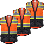 ProtectX 6 Pockets High Visibility Safety Vest for Men Women Class 2 Reflective Hi Vis Work Construction Vest