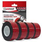 GripBond Black Super Bond Heavy Duty Double Sided Tape, 4 Rolls (18.3 Ft), 1.2” x 220” – Waterproof Adhesive Mounting Tape for Indoor/Outdoor, Walls, Automotive, Car, LED Strip Lights, Home, Office