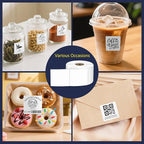 L LIKED 2" x 2" Direct Square Thermal Labels, Perforated QR Code and Barcode Stickers & Compatible with Rollo, Zebra and Other Desktop Printers (1 Roll, 750 Labels)