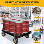 Heavy Duty Platform Truck Flat Cart Hand Trucks,1500 to 2000Lbs Steel Push Cart Dolly with Brake Design, 36 x 24in or 27x19in Large Flatbed Black Trolley (BL, 36X24 Large)
