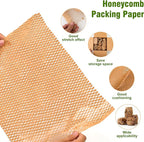 Honeycomb Packing Paper 12" X 200 FT Packing Material for Moving Glass Dishes Wrapping Paper Bubble Wrap for Shipping Fragile Items Shipping Filler with 20 Fragile Stickers