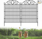 5 Panels No Dig Tall Garden Fence Panel – 34" H X 11' L Rustproof Metal Dog Fence Outdoor for Yard, Decorative Animal Barrier Fence for Pet, Garden Border, Patio, Flower Beds| Temporary Fencing