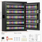 125 Keys Dual Lock Box Wall Mount, Anti-Theft Key Cabinet with Key Hooks & 125 Tags Key Labels, Steel Drop Slot Key Safe for Hotels & Office & Companies & Car Dealerships