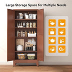 COFaR 71" Classic Pantry Cabinet in Brown, 5-Tier Storage with Adjustable Shelves, Wood-Tone Cupboard for Kitchen, Office & Living Room Organization