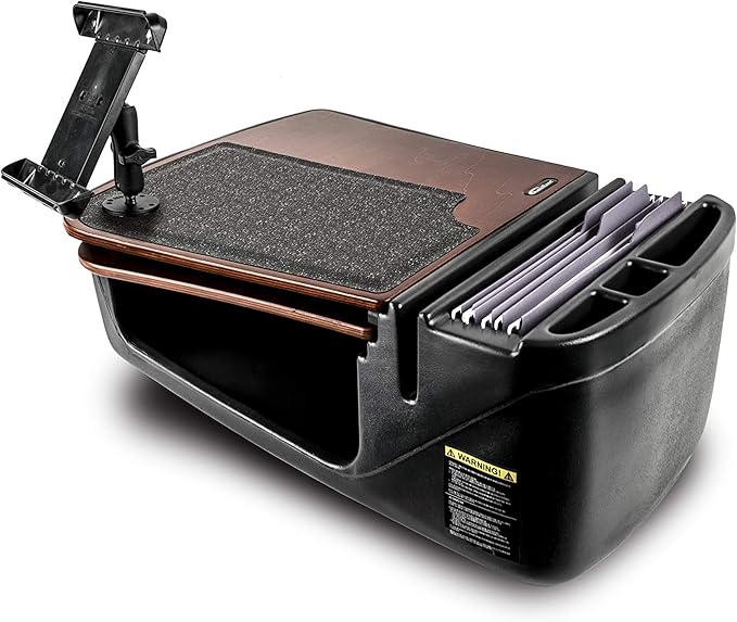AutoExec GripMaster Car Desk for Your Vehicle Workstation and Mobile Office, Mahogany with 400 watt Power Inverter and Tablet Mount
