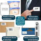 Blank Waterproof Label Stickers, White Write-On Polypropylene Labels with Strong Permanent Adhesive, 70mm x 40mm (2.8” x 1.6”), 500/Roll, Durable for Bottles, Storage Bins, Pantry & Cleaning Supplies