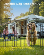 5 Panels No Dig Decorative Outdoor Garden Fence with Gate, 32 in(H) X 11.8 ft(L) Animal Barrier Fencing, Rustproof Portable Fence, Temporary Dog Fence Outdoor for Yard, Outside, Backyard