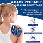 Gel Ice Packs for Injuries Reusable, 4 Ice Packs with 2 Adjustable Straps for Knee, Shoulder, Back, Hot and Cold Pack Therapy for Joint Pain, Muscle Soreness, and Body Inflammation