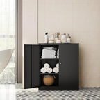 Metal Storage Cabinet-36” Tall Steel File Cabinets with Lockable Doors and Adjustable Shelves-Black Steel Storage Cabinet for Home Office, School, Garage