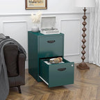 2 Drawer File Cabinet, Metal Two Drawer Vertical File Cabinets with Lock, 18" D Storage Filing Cabinet for Home Office, Steel Light Duty Storage for Letter-Size Files, Green, Assembly Required