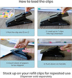 OfficeGoods No Slip Clip Refills - Binds Up to 50 Pages - Reusable - Works with No Slip Clip Dispenser - 50 ct Box Each Small & Large - 100 ct Total - Multicolor