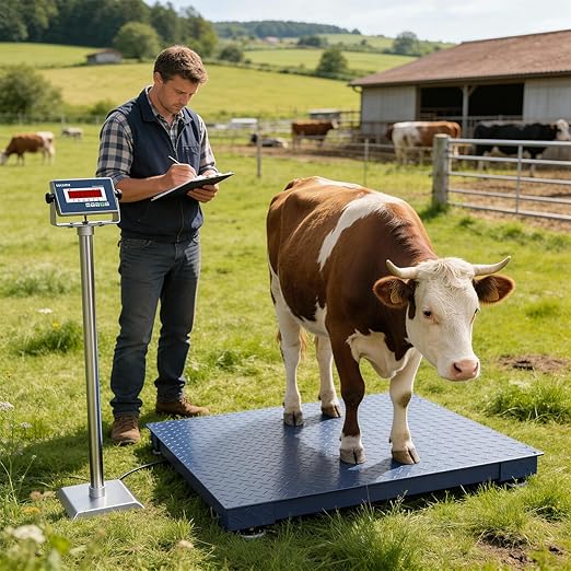 48"x48" Industrial Floor Scale, Accurate Pallet Scale with Digital Indicator, Heavy Duty Weighing Scale for Warehouse Weight Weighing, 10000 lb x 1 lb, Navy