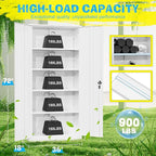 Pataku Metal Storage Cabinet, 72" Garage Cabinet with Doors and Shelves Lockable Steel Multifunctional Cabinets, White File Cabinets for Home, Office, Warehouse