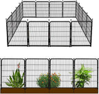 Doorless Animal Barrier Fence, 40in(H) 14 Panels Total 31 Ft(L), Garden Fences and Borders for Dogs, Anti Dig Fence Barrier, Black Metal Decorative Garden Fencing, Flower Bed Fencing