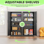 Crownland 72" Metal Storage Cabinet, Lockable Garage Storage Cabinets, High Office Cabinet with Adjustable Shelves for Garage, Home Office, Classroom, Pantry(Classic Black-Narrow Size)