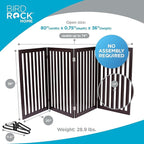 INTERNET'S BEST Dog Gate with Support Feet, Indoor Freestanding Pet Barrier, Folding Wood Cat or Dog Fence, Extra Wide Doorway Puppy Gates, 4 Panel - 36", Espresso
