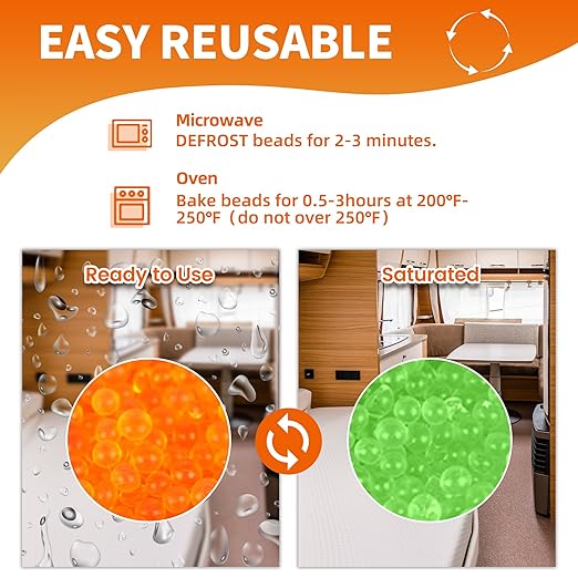 1000g Reachargeable Silica Gel Beads with 1 Cloth Bag, Indicating Moisture Absorber Desiccant Packs for Storage