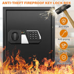 200 Keys Fireproof Key Safe with Hook Plates and Key Tags, Anti-Theft Key Lock Box Wall Mount with Combination Lock, Heavy Duty Key Box Key Cabinet Key Organizer for Home Office Garage