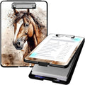 Clipboard with Storage, High Capacity Plastic Storage Clipboard with Pen Holder for for Women Teachers Work, School & Office Supplies, Cute Pattern Decorative Clipboards, Horse