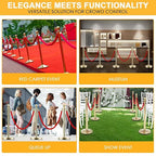 LOVMOR 8 PCS Stainless Steel Stanchion Post Queue 5 ft Red Velvet Rope Red Carpet Ropes and Poles Crowd Control Barriers for Red Carpet Themed Decoration