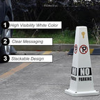 OrangeStar 8-Pack No Parking Cones, 4-Sided Message Safety Traffic Cones with Heavy Rubber Base for Indoor/Outdoor Use, White