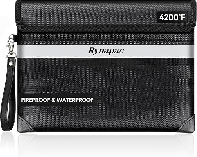 Fireproof Document Bag Upgraded 4200°F, 14.2”x 10.2”Waterproof Fireproof Money Bag for Cash with zipper, Important Document Organizer for Home, Office, and Travel, Legal Documents Safe