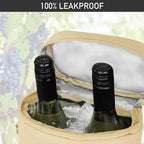 opux 2 Bottle Wine Carrier Tote, Insulated Leakproof Wine Cooler Bag, Wine Travel Bag Tote for Picnic Beach, Portable Wine Bottle Carrying Case, Gift for Wine Lover Women Men Christmas, Cream Beige