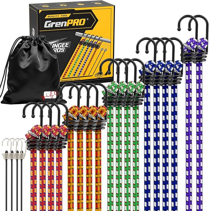 Premium Bungee Cords Heavy Duty - 22 pcs Bungee Cords with Hooks in A Storage Bag Includes 10", 18", 24", 30", 36", 48" Bungie Cord Bundle